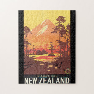 Mt. Egmont Neuseeland Vintage-Reiseposter Puzzle