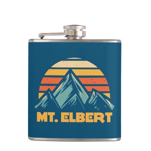 Mt. Elbert Colorado Retro Türkis Flachmann (Vorderseite)
