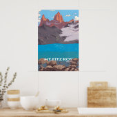 Mt Fitz Roy Patagonien Reiseplakat Poster (Küche)