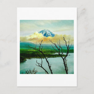 Mt. Fuji 富士山 Durch die Kiefern Vintage Japanisch Postkarte