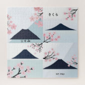 Mt. Fuji Cherry Blossom Minimalist Art Puzzle  (Vertikal)