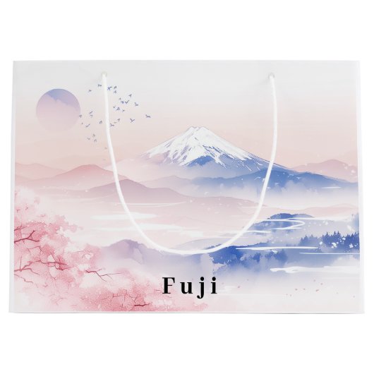 Mt. Fuji & Cherry Blossoms Elegant Große Geschenktüte (Vorderseite)