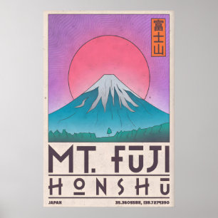 Mt Fuji Kunst Druck Minimalistischer Reiseplakat i Poster