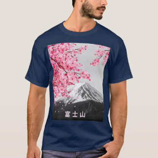 Mt Fuji & Sakura Blume Japanisches Kirschblossom T-Shirt