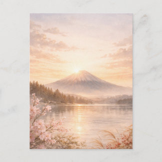 Mt. Fuji Sunrise Watercolor Holiday Card Feiertagspostkarte