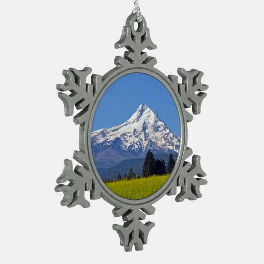 Mt-Haube Oregon Schneeflocken Zinn-Ornament (Links)