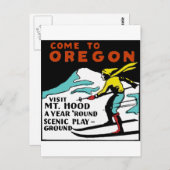 MT. HOOD OREGON - VINTAGE REISE POSTKARTE (Vorne/Hinten)