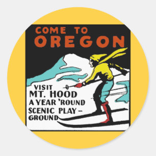 Mt. HOOD OREGON - Vintage Travel Runder Aufkleber