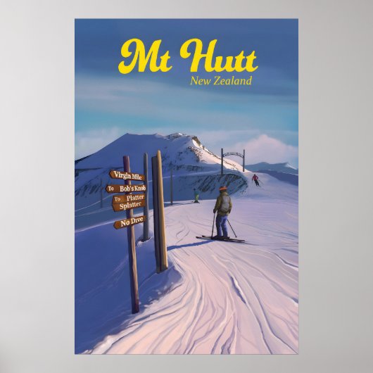 Mt Hutt Skigebiet Reiseplakat Poster (Vorne)