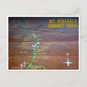 mt Kinabalu Wegweiser Postkarte