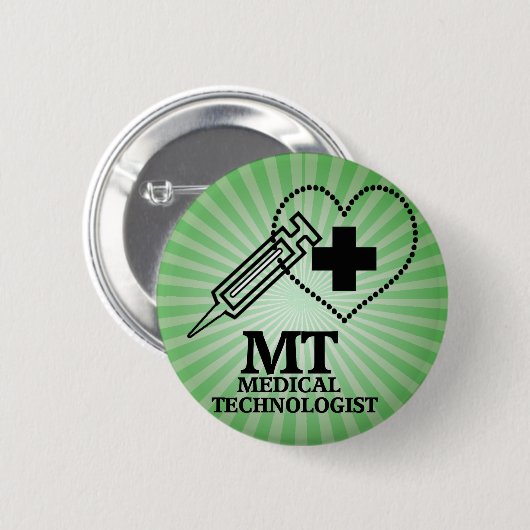 MT LOGO SYRINGE HERZLICHE MEDIZINISCHE TECHNIK BUTTON (Vorne & Hinten)