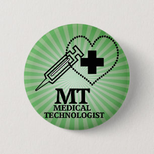 MT LOGO SYRINGE HERZLICHE MEDIZINISCHE TECHNIK BUTTON