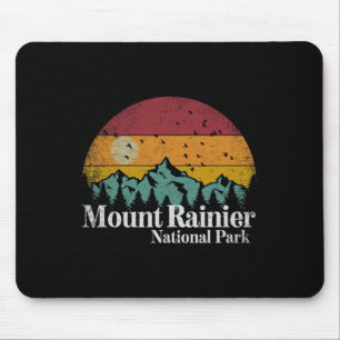 Mt Mount Rainier National Park Retro-Stil Wandern Mousepad