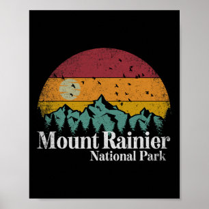 Mt Mount Rainier Nationalpark im Retro-Stil beim W Poster