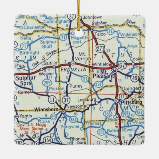 Mt Pleasant and Sulphur Springs Christmas Ornament (Rückseite)