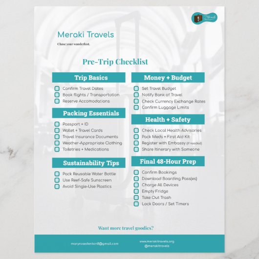 MT Pre-Trip Checkliste (Vorderseite)