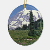 Mt. Rainer, Washington-Rot-Blumen Keramikornament (Links)