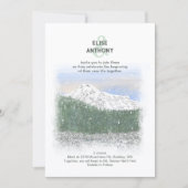 Mt. Rainier, fallender Schnee, grüne Winterhochzei Einladung (Vorderseite)