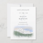 Mt Rainier, Hochzeit mit Schneefall Save the Date Einladung (Vorderseite)
