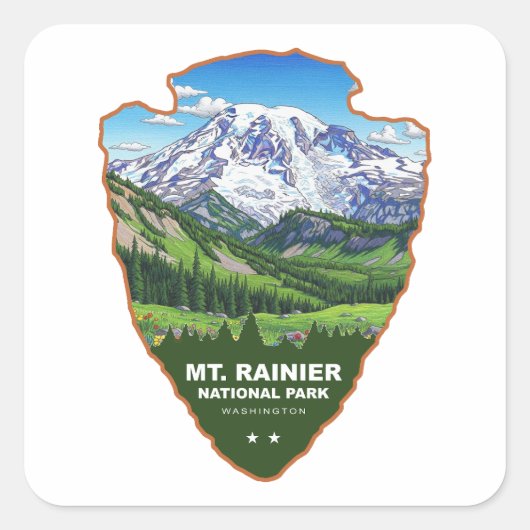 Mt. Rainier National Park Arrowhead Quadratischer Aufkleber (Vorderseite)