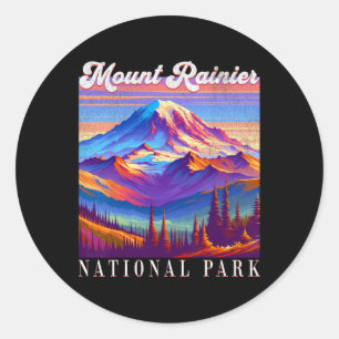 Mt. Rainier National Park Berg Kunst Souvenir 1 Runder Aufkleber