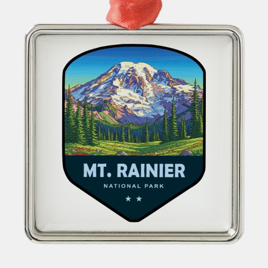 Mt. Rainier National Park Shield Ornament Aus Metall (Vorne)