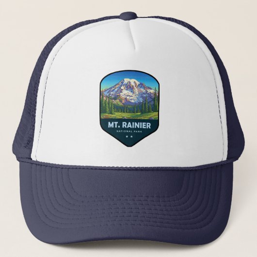 Mt. Rainier National Park Shield Truckerkappe (Vorderseite)