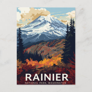 Mt Rainier Nationalpark Herbstfarben Postkarte