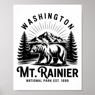 Mt. Rainier Nationalpark Washington Pnw Vintage M Poster