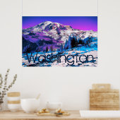 Mt Rainier Psychedelic Lila Recolor Washington Poster (Küche)