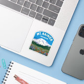 Mt Rainier Vintage Reise Aufkleber Sticker (Laptop mit iPhone)