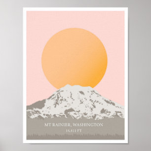 Mt Rainier Washington Minimal Print Poster