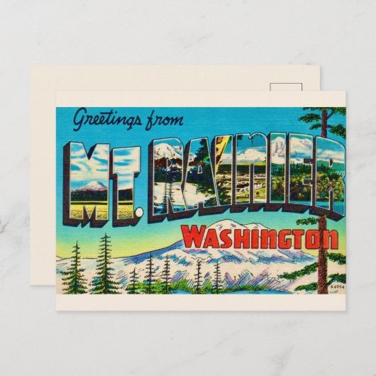 Mt Rainier Washington Retro Postcard Postkarte (Vorne/Hinten)