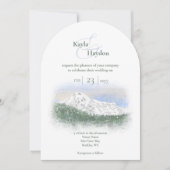 Mt. Rainier, Winterhochzeit mit fallendem Schnee Einladung (Vorderseite)