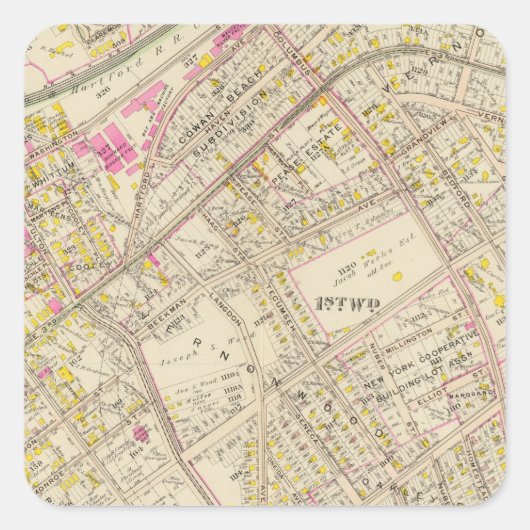 Mt Vernon wards 1, 3, 5, New York Quadratischer Aufkleber (Vorderseite)