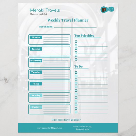 MT Weekly Travel Planner (Vorderseite)