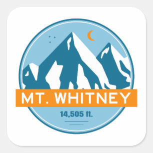 Mt. Whitney Kalifornien Sterne Mond Quadratischer Aufkleber