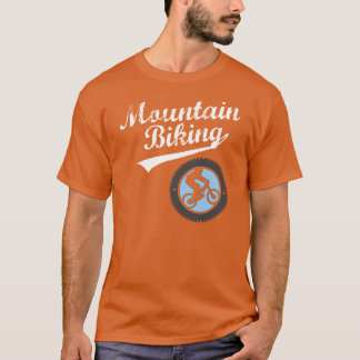 MTB Berg, der Retro Grafik, Weiß u. Blau radfährt T-Shirt