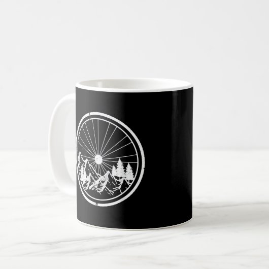 MTB Moderner Schwarzer Mountainbike-Pfad Kaffeetasse (Vorderseite Links)