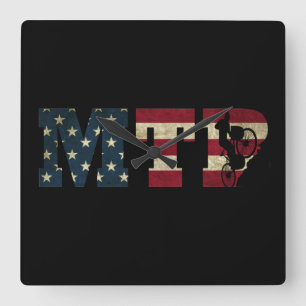 Mtb Patriotische Vintage-Amerikanische-Flagge-Moun Quadratische Wanduhr