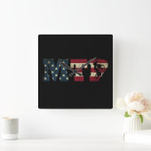 Mtb US-amerikanische Flagge Vintag Quadratische Wanduhr (Zuhause)