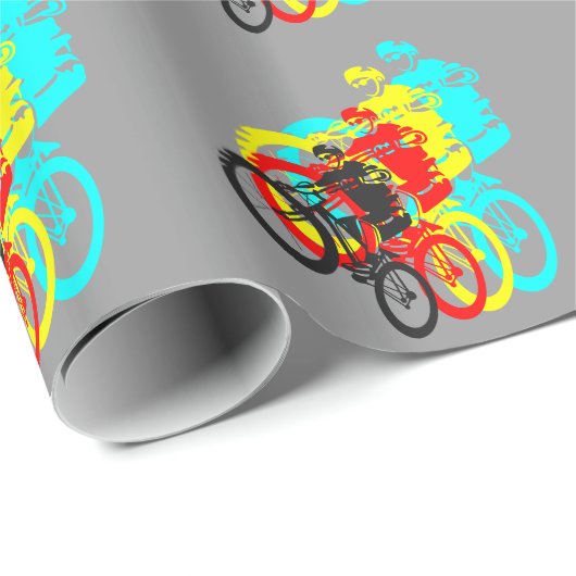 MTB Wheelie Geschenkpapier (Rolleneckpunkt)