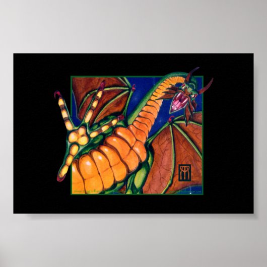 MtG Shivan-Drache auf schwarzem Hintergrund Poster (Vorne)