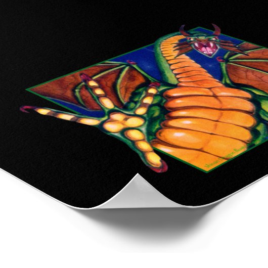 MtG Shivan Dragon auf schwarz drucken Poster (Ecke)