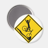 Mtn Biker Crash Road Sign Magnet (Vorderseite/Rückseite)