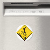 Mtn Biker Crash Road Sign Magnet (In Situ (Geschirrspüler))