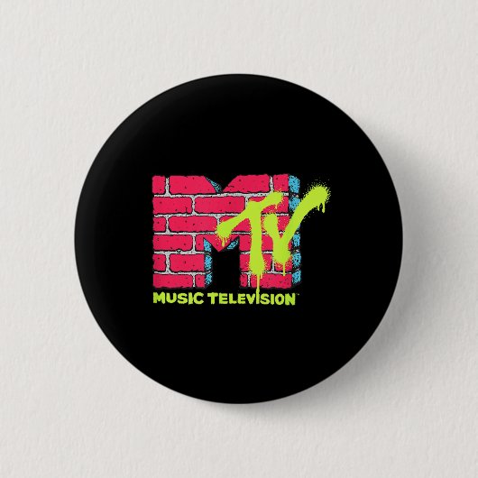 MTV Graffiti Backsteinmauer Vintage Street Art Button (Vorderseite)