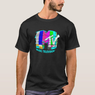 MTV Störte Vintage Pop Art Rainbow Static Glit T-Shirt