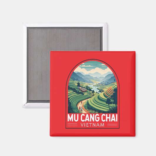 Mu Cang Chai Vietnam Travel Retro Emblem Magnet (Vorderseite/Rückseite)