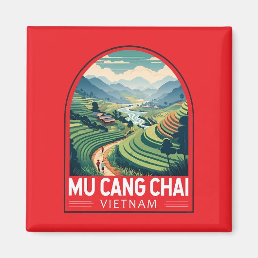 Mu Cang Chai Vietnam Travel Retro Emblem Magnet (Vorne)